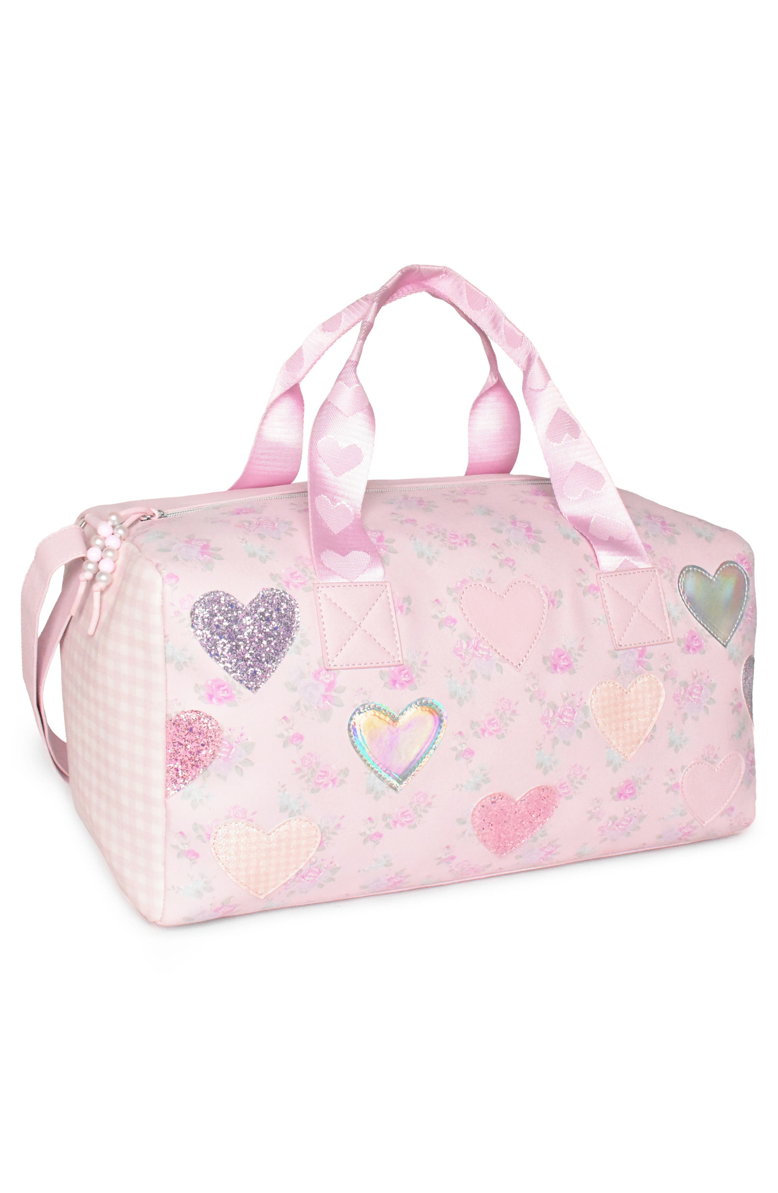 Kids' Heart Patch Large Duffle Bag, Alternate, color, POWDER PINK