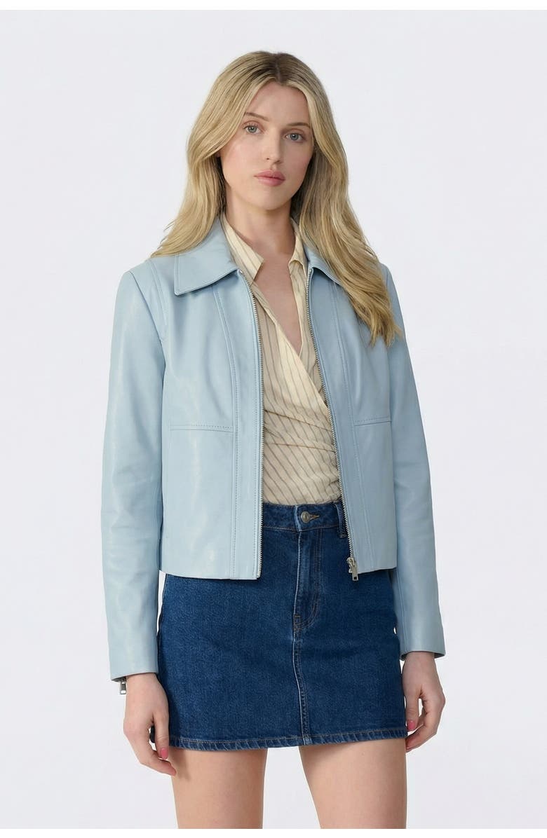 FURNIQ UK Daisy Leather Jacket, Main, color, Blue