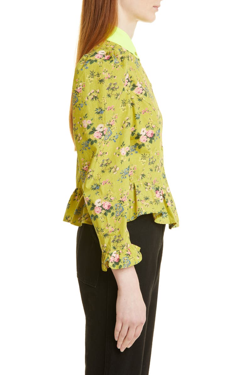 Batsheva Grace Floral Leg of Mutton Blouse, Alternate, color, 