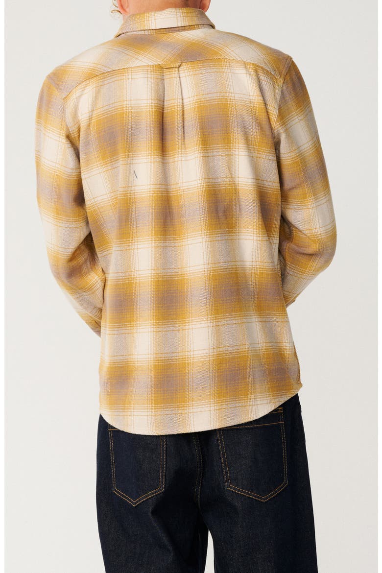 Count Plaid Cotton Flannel Button-Up Shirt, Alternate, color, DARK MUSTARD