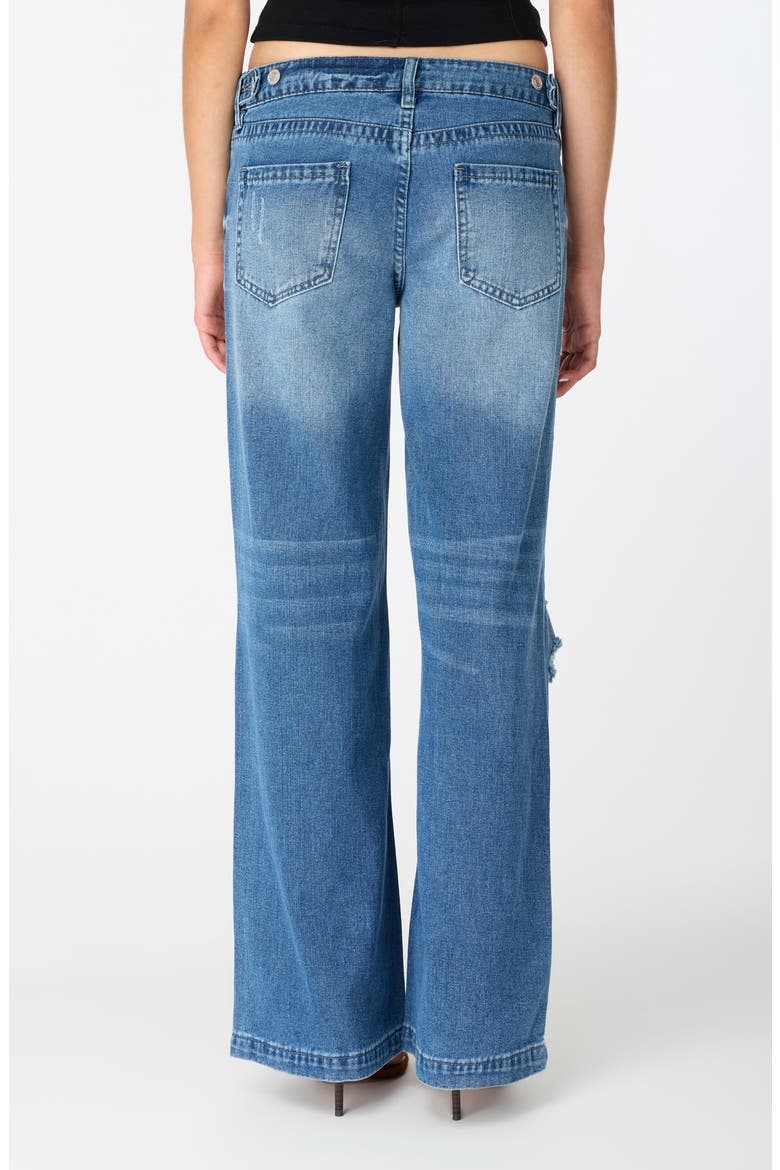 Ripped Low Rise Wide Leg Jeans, Alternate, color, MED/DARK WASH