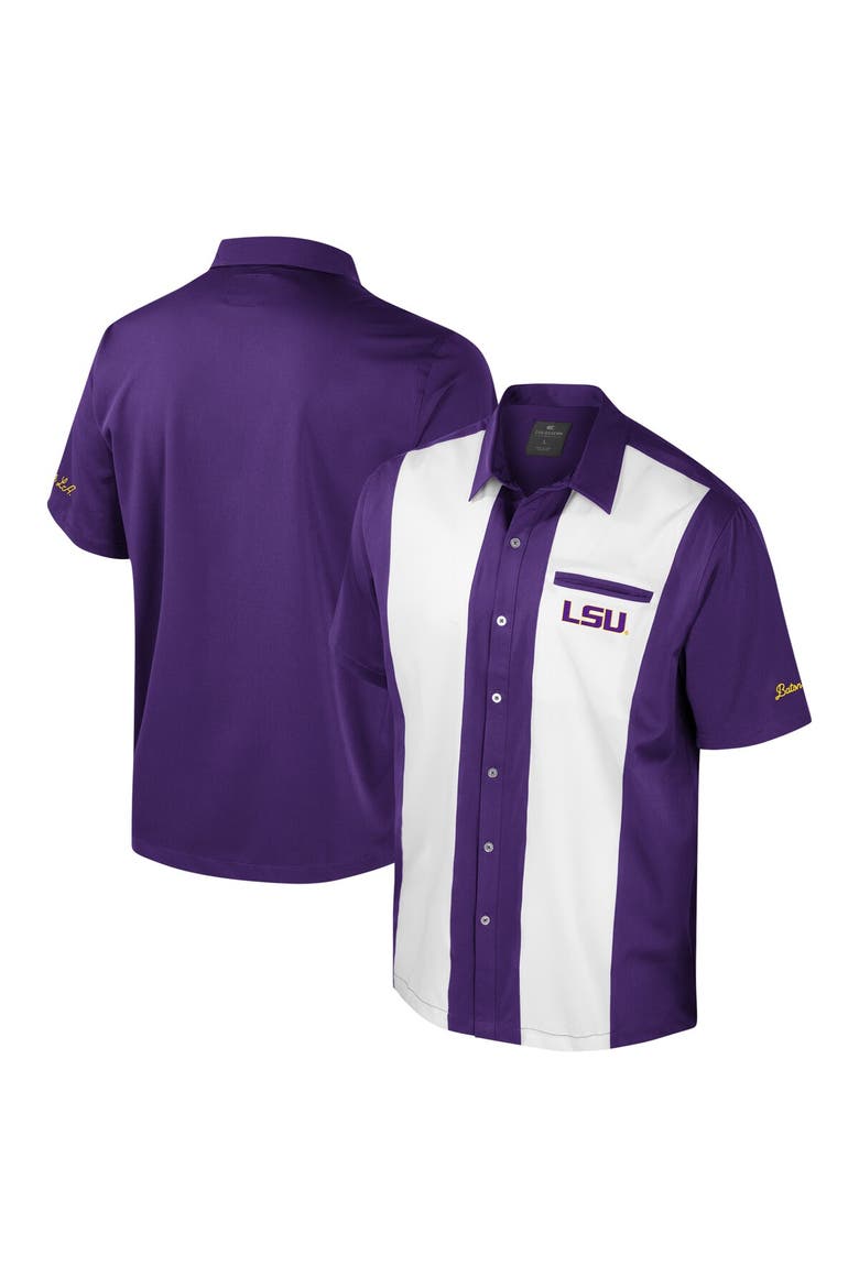 Men's Colosseum Purple LSU Tigers Strike Bowling Button-Up Shirt, Main, color, Purple