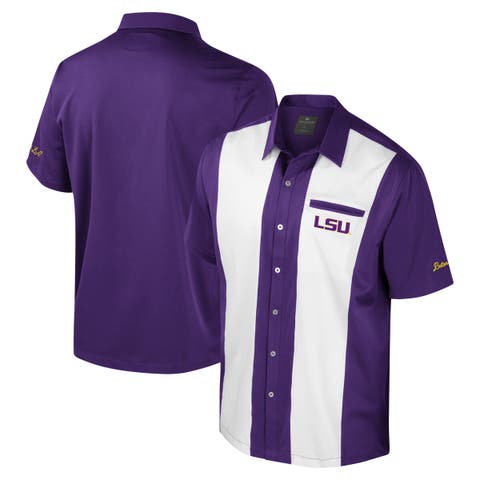 Men's Colosseum Purple LSU Tigers Strike Bowling Button-Up Shirt