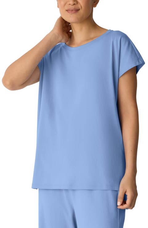 Jewel Neck Organic Cotton Pajama Top