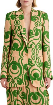 Dries Van Noten Swirl Print One-Button Blazer