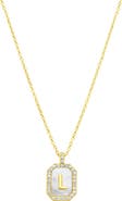 Adornia Crystal Mother of Pearl Initial Pendant Necklace