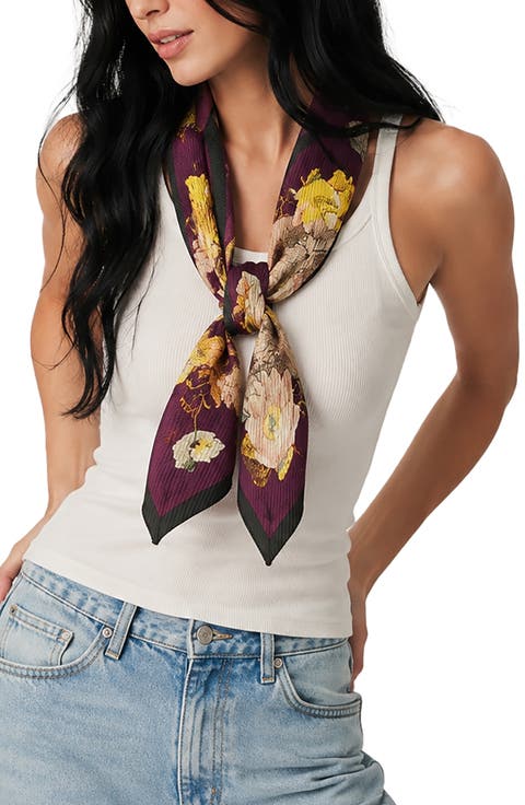 Floral Pleated Square Scarf