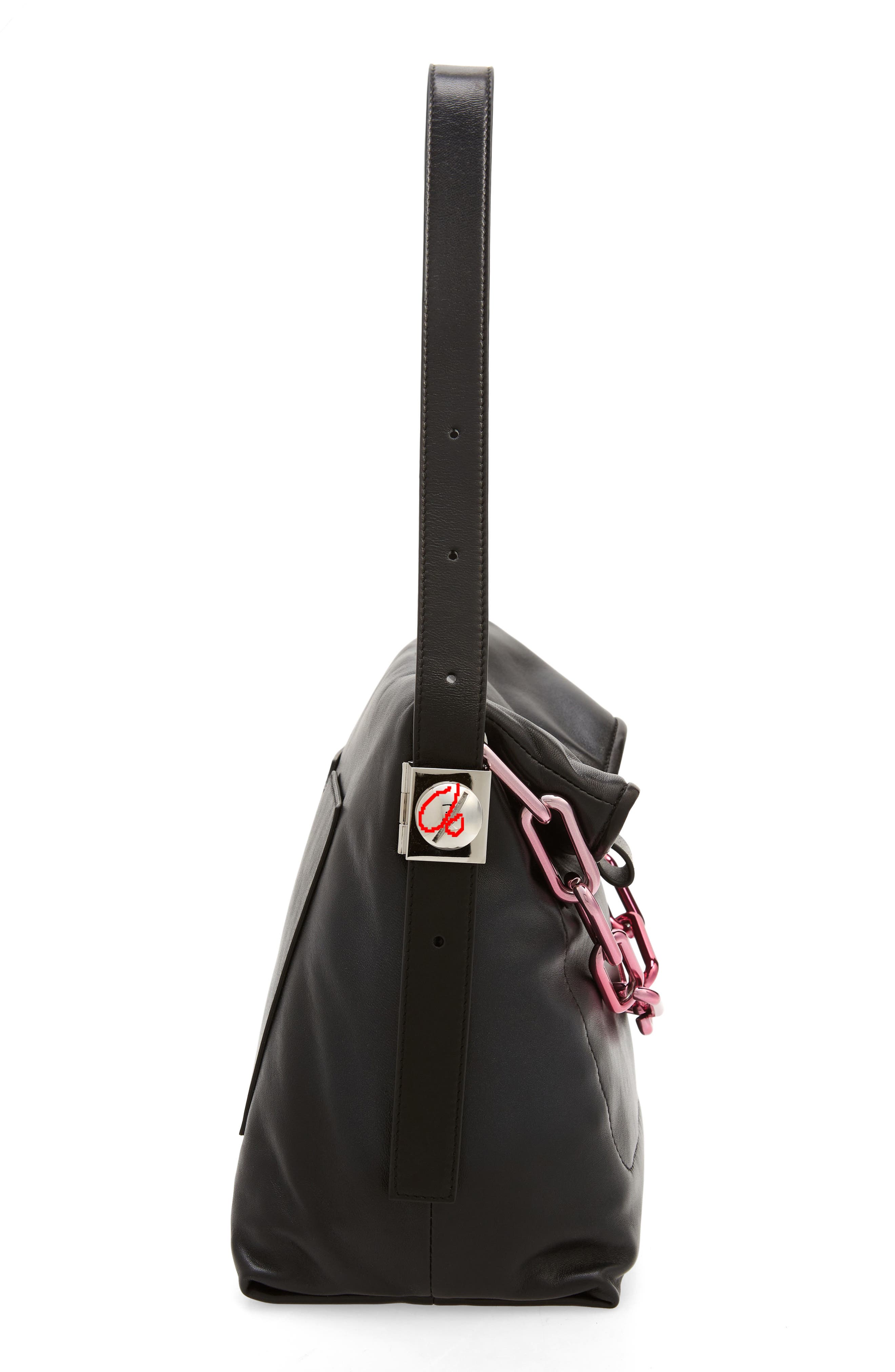 Off-White Medium Booster Leather Shoulder Bag, Alternate, color, 