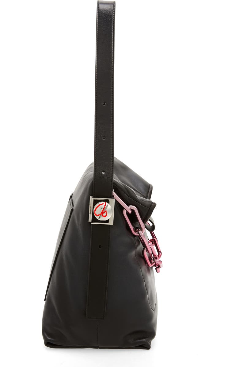 Off-White Medium Booster Leather Shoulder Bag, Alternate, color,