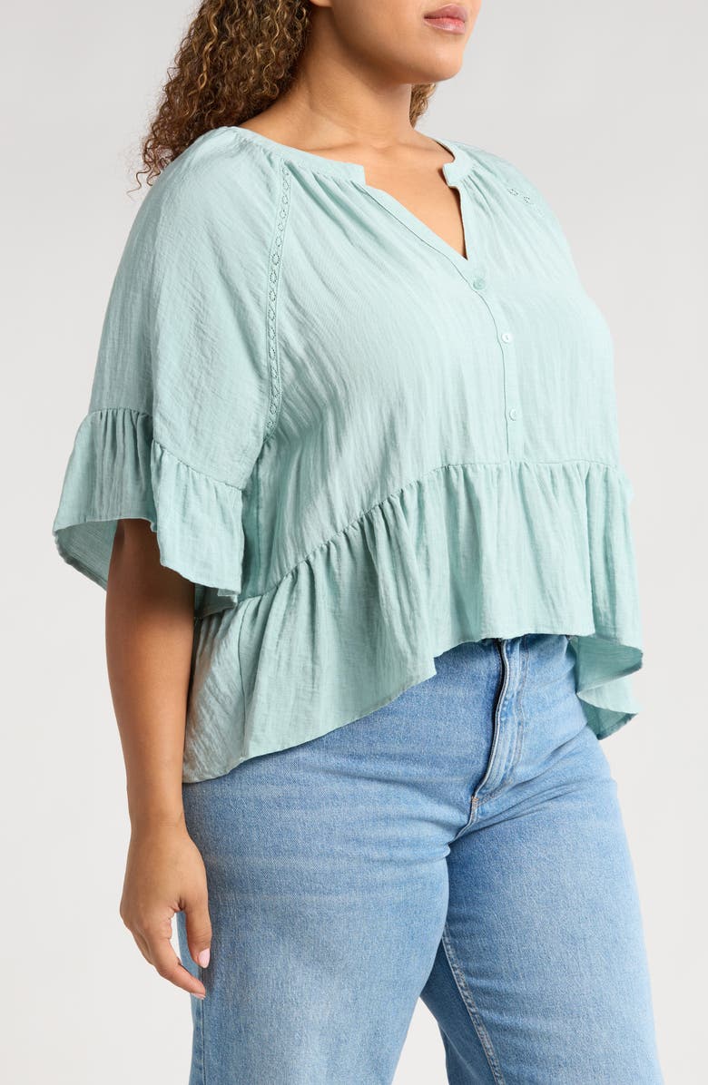 Treasure & Bond Ruffle Peplum Top, Alternate, color, Teal Tide