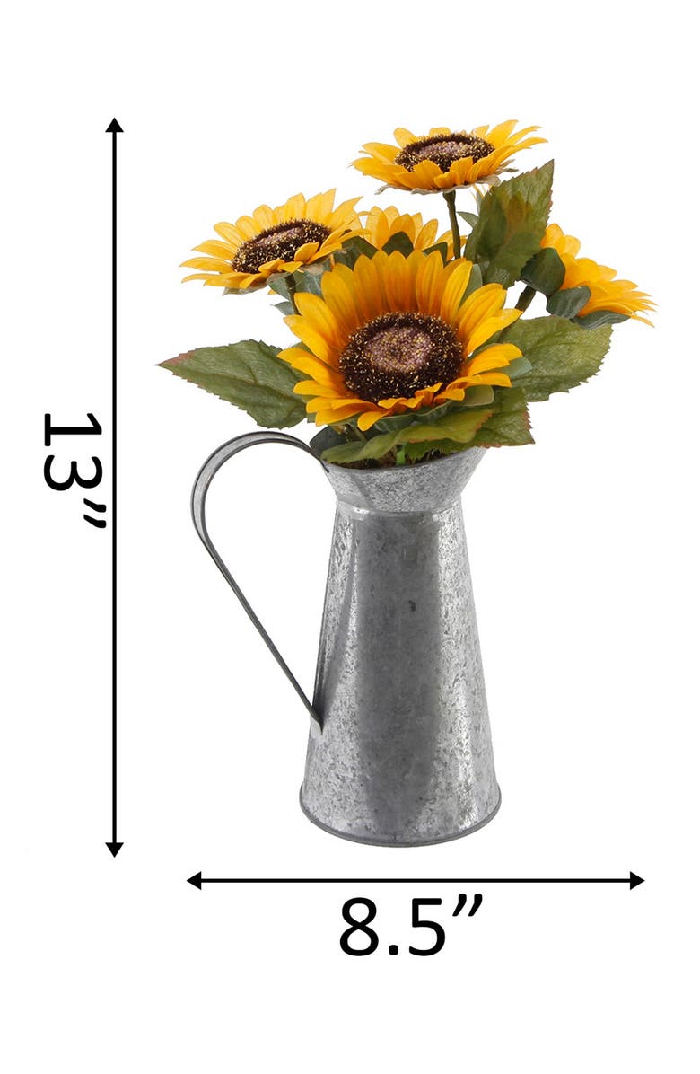FLORA BUNDA 13" Tall Yellow Sunflowers in Watering Tin, Alternate, color,