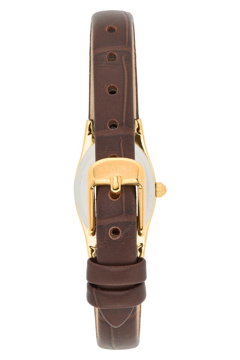 Emmeline Leather Strap Watch, 16mm x 24mm, Alternate, color, WHITE ESPRESSO CROC