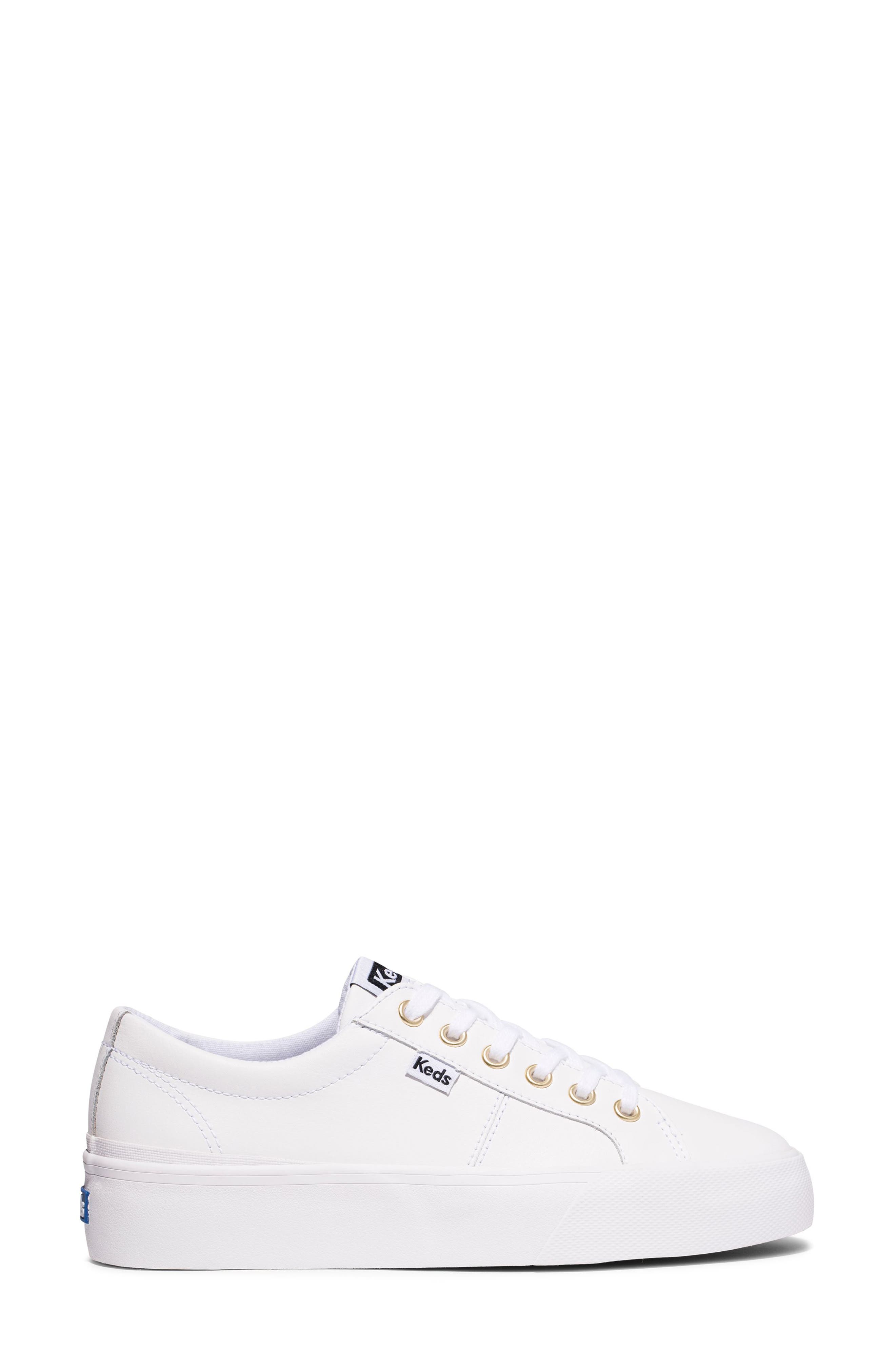 Jump Kick Duo Leather Lace-Up Sneaker, Alternate, color, WHITE