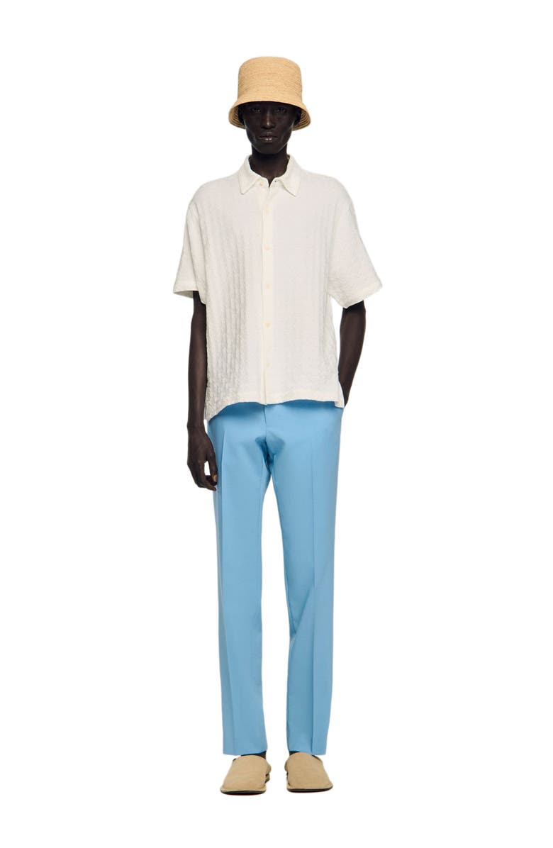 SANDRO Square Cross cotton jacquard shirt, Alternate, color, White