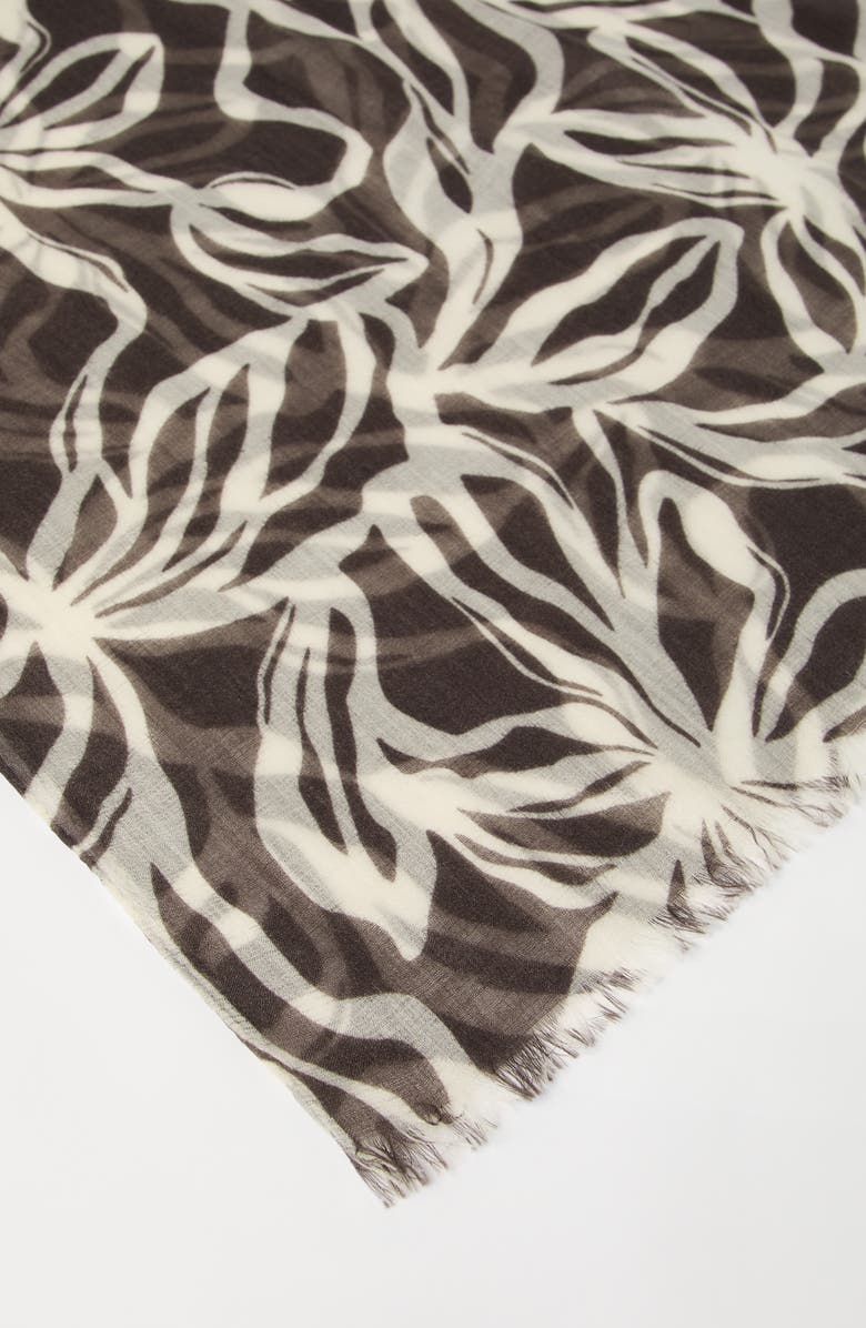 Brunello Cucinelli Flower Print scarf, Alternate, color, Cocoa