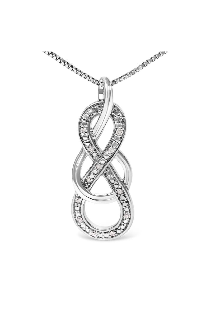 925 Sterling Silver Diamond Accent Interlocking Infinity Pendant Necklace, Alternate, color, Silver