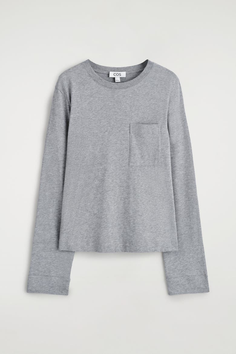 Cotton Long-Sleeved T-Shirt, Alternate, color, GRAY MÉLANGE