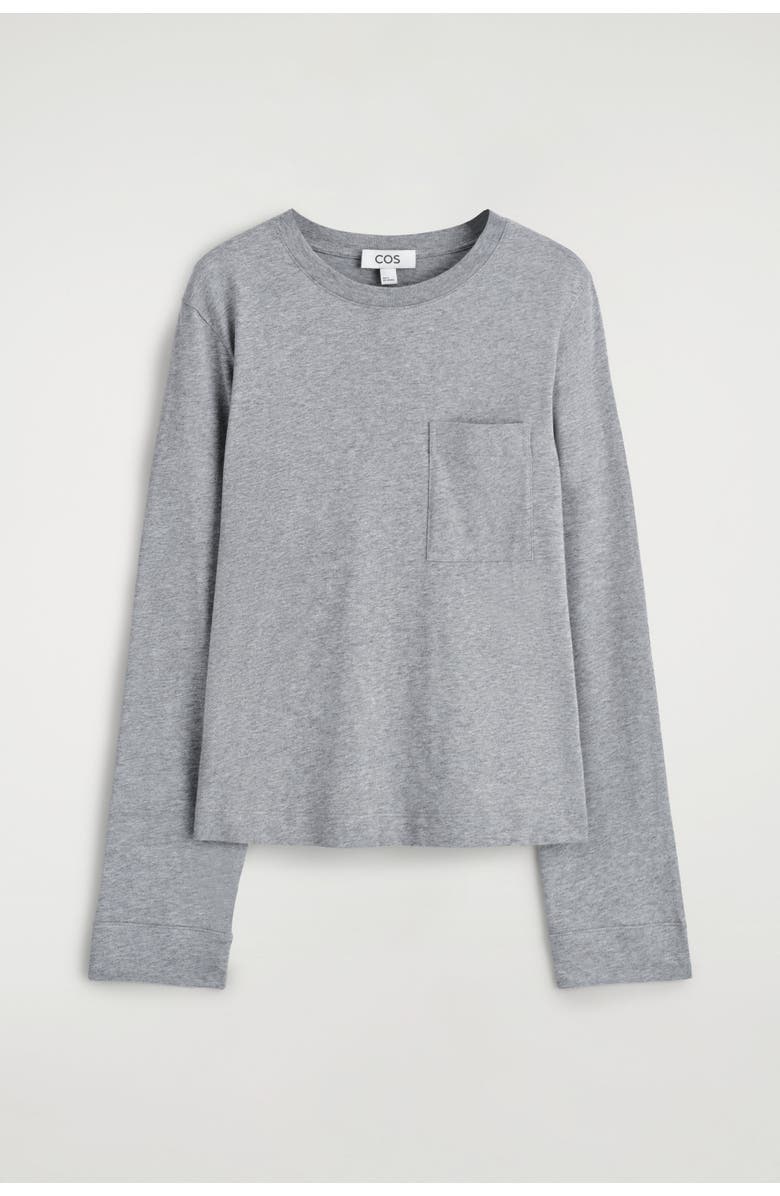 COS Cotton Long-Sleeved T-Shirt, Alternate, color, Gray Mélange