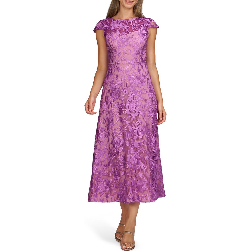 Js Collections Rylee Floral Embroidery Cocktail A-line Dress In Purple