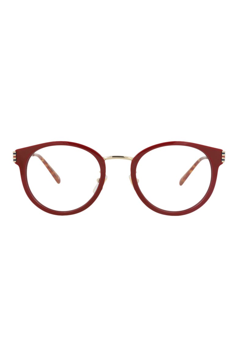 52mm Round Optical Glasses, Main, color, BURGUNDY GOLD TRANSPARENT