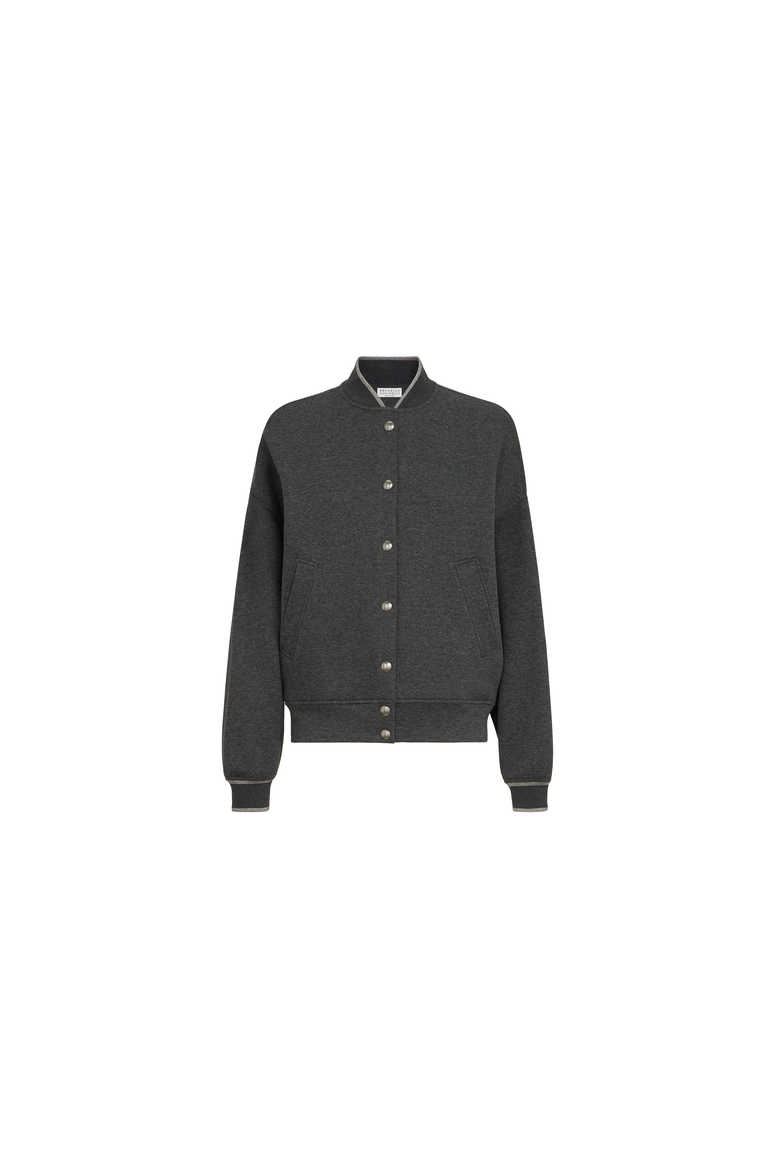 Techno cotton and cashmere interlock bomber jacket, Alternate, color, Anthracite