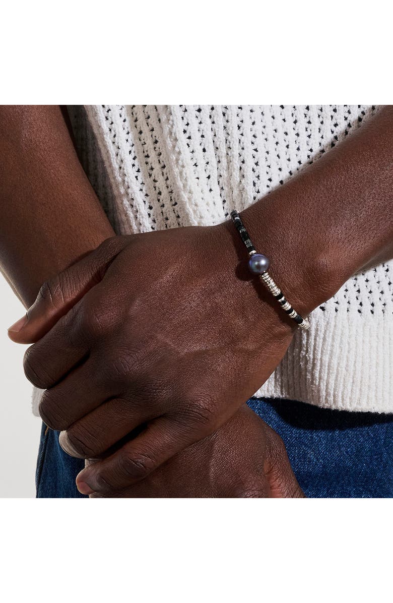 John Hardy Heishi Freshwater Pearl & Bead Silver Bracelet, Alternate, color, Silver/ Black