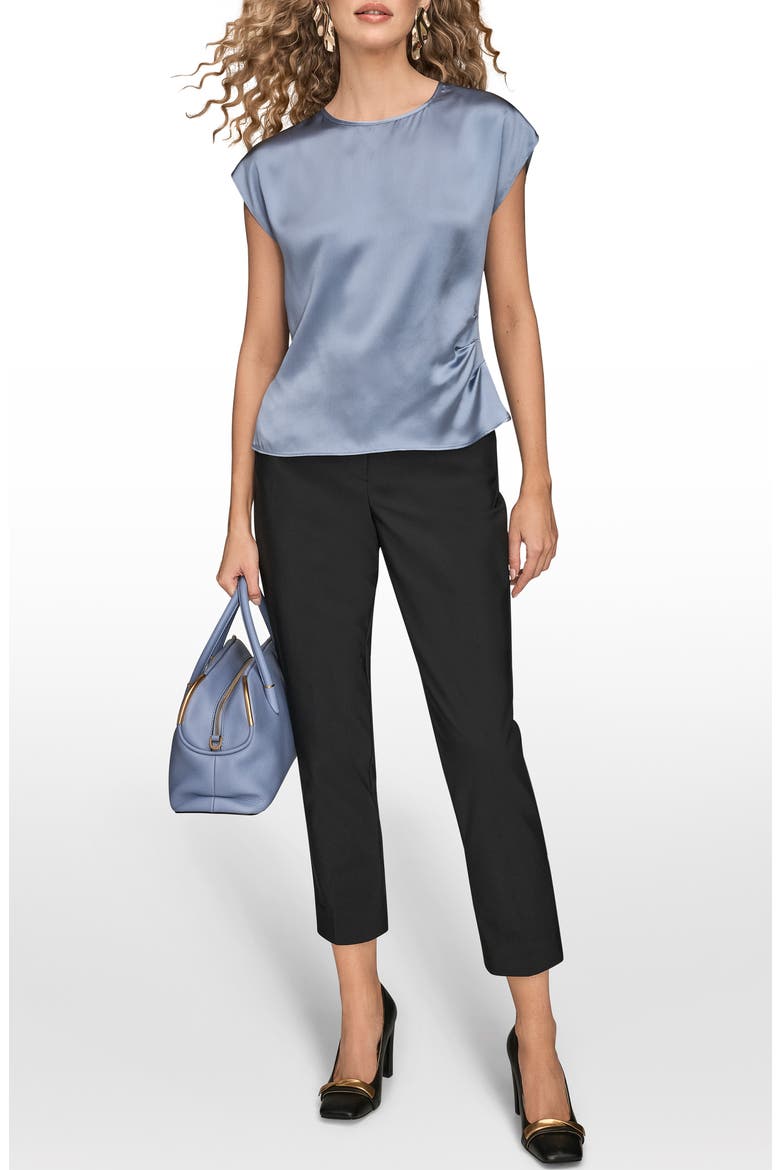 Cap Sleeve Stretch Silk Top, Alternate, color, TEMPEST