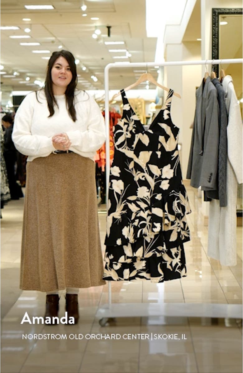 Print Tiered Ruffle Sleeveless Midi Dress, sales video thumbnail