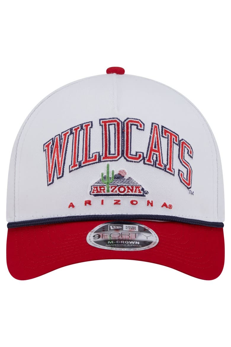 Men's New Era White/Red Arizona Wildcats Arch Two-Tone Rope 9FORTY A-Frame M-Crown Adjustable Hat, Alternate, color, White