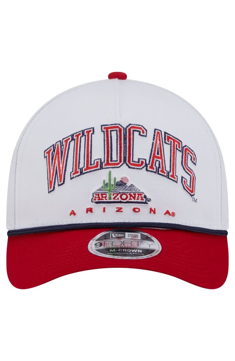 New Era Men's New Era White/Red Arizona Wildcats Arch Two-Tone Rope 9FORTY A-Frame M-Crown Adjustable Hat, Alternate, color, White