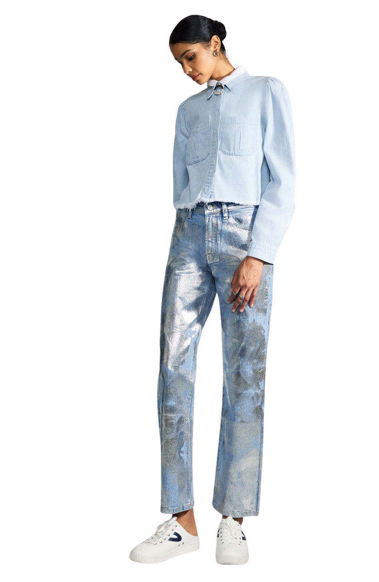 KanCan Premier Roberta Premier High Rise Straight Jeans, Alternate, color, Light Wash Metallic