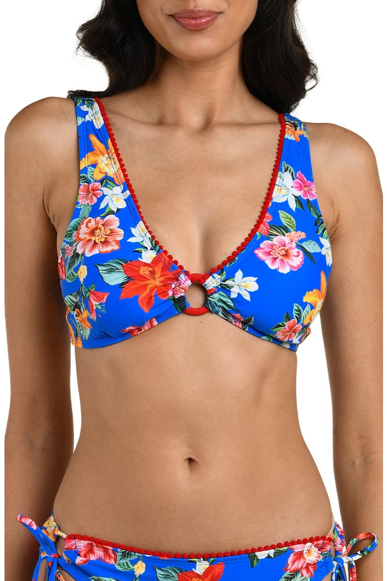 Modern O-Ring Bikini Top, Main, color, BLUE MULTI