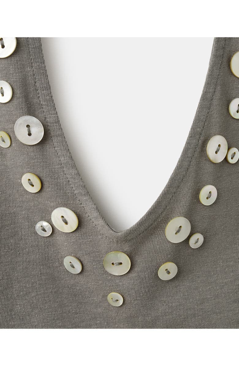 MANGO Button Detail Knit Halter Top, Alternate, color, Grey