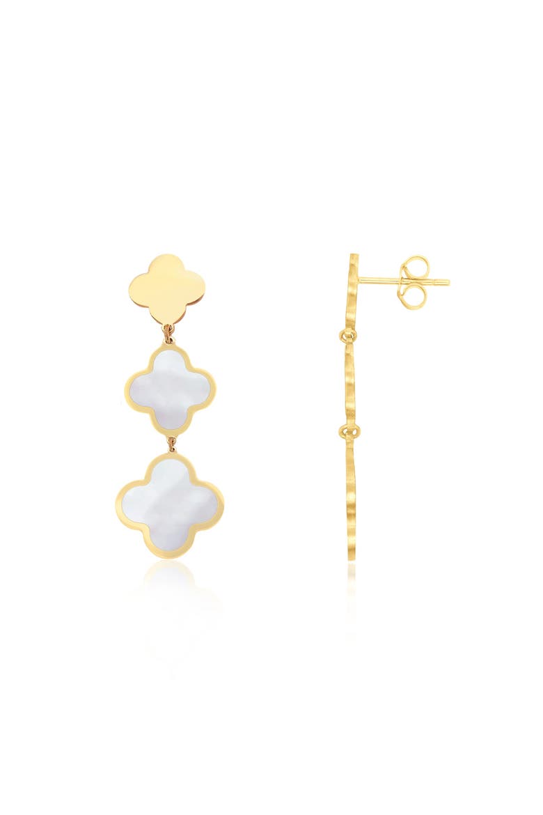 Mother of Pearl Graduating Clover Dangle Earrings, Main, color, Mother of Pearl