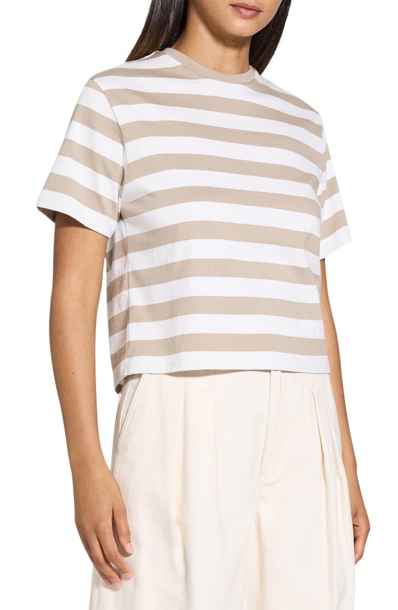 Theory Stripe Cotton T-Shirt, Alternate, color, Taupe Multi