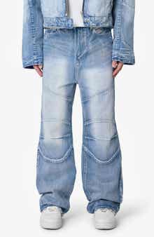 Paneled Moto Denim Jeans