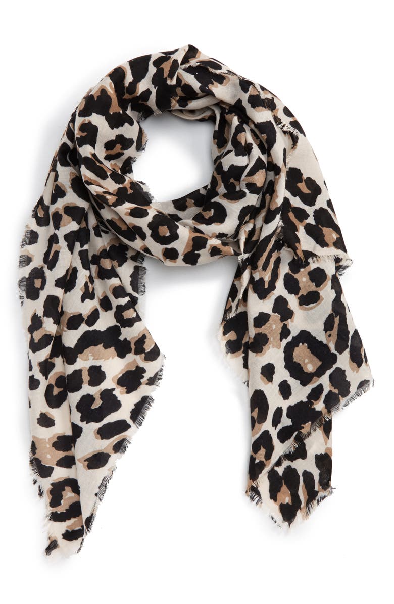 BP. Leopard Print Scarf, Main, color,