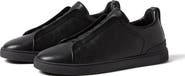 ZEGNA Triple Stitch Deerskin Leather Slip-On Sneaker