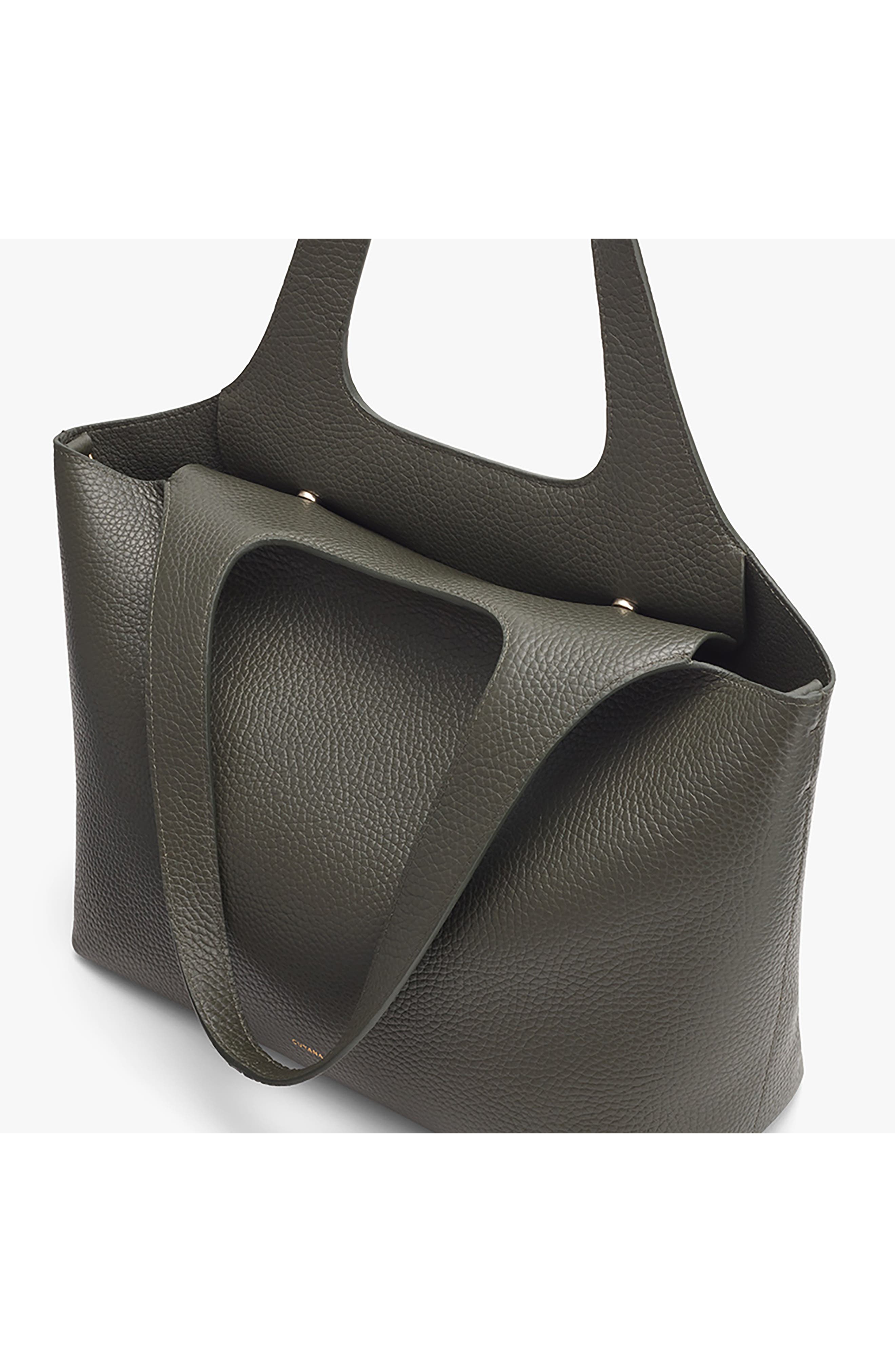 Cuyana System 13-Inch Laptop Leather Tote, Alternate, color, Dark Olive