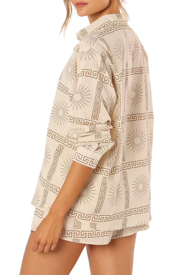 Penny Geo Print Top & Shorts, Alternate, color, BEIGE PRINT