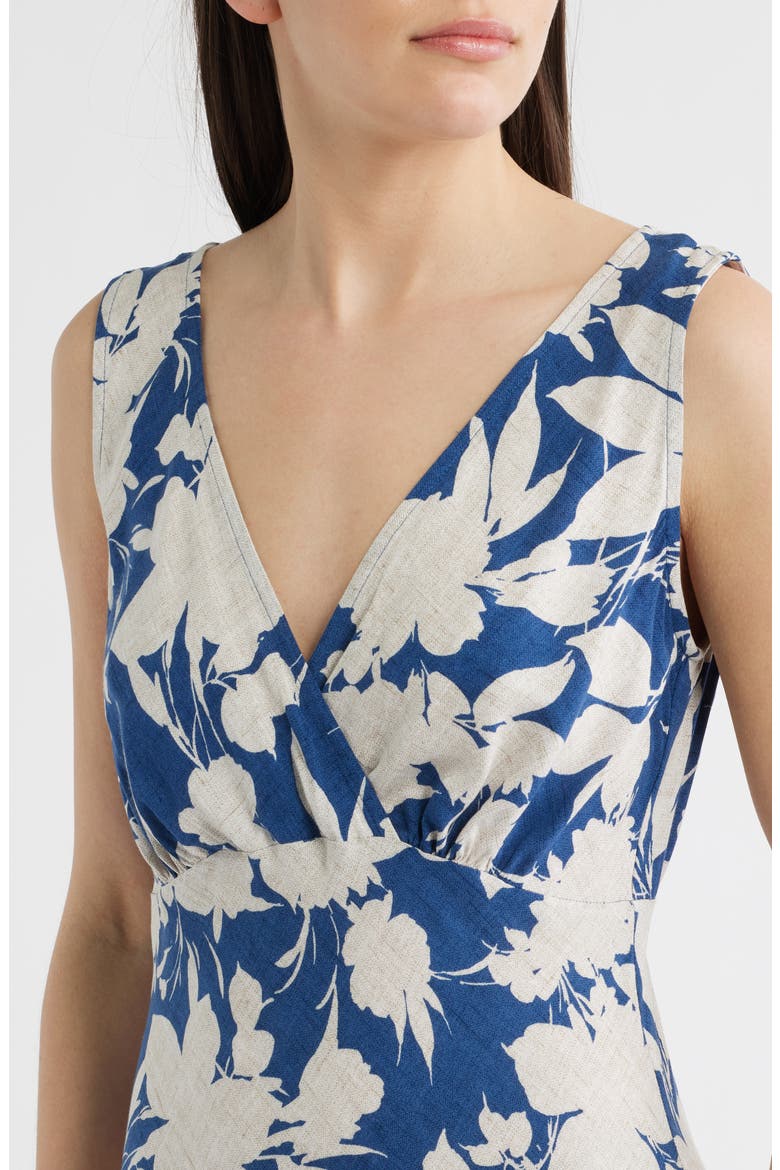 Print Wrap Front Flare Dress, Alternate, color, DEMIN