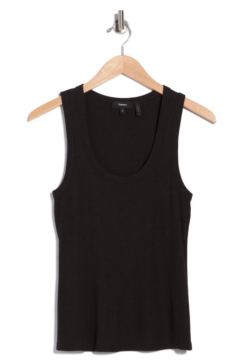Scoop Neck Ribbed Tank, Alternate, color, BLACK
