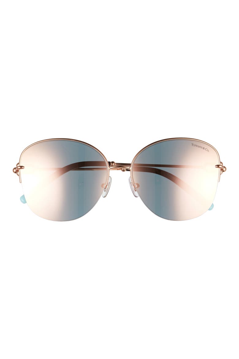 58mm Semirimless Round Sunglasses, Main, color, RUBEDO/ GREY MIRROR ROSE GOLD