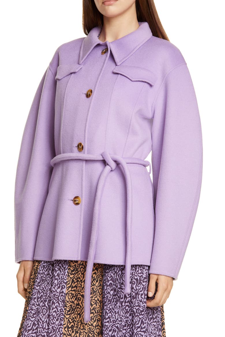 Adut Belted Wool & Silk Jacket, Alternate, color, LILAC