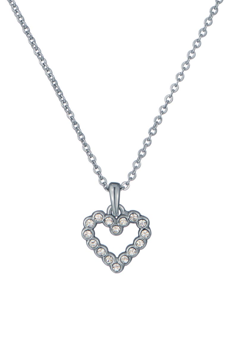 Amore Crystal Heart Pendant Necklace, Main, color, SILVER TONE/ CLEAR CRYSTAL