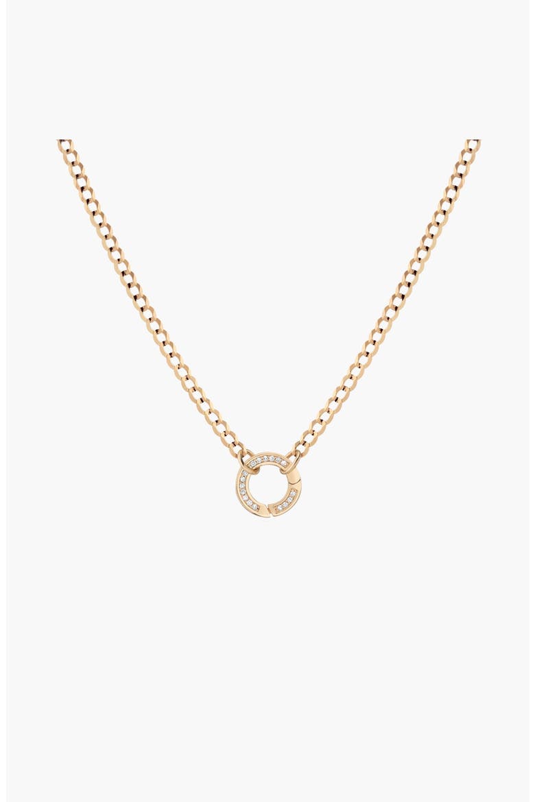 Curb Chain Charm Necklace White Sapphire Bail, Alternate, color, Yellow Gold Vermeil