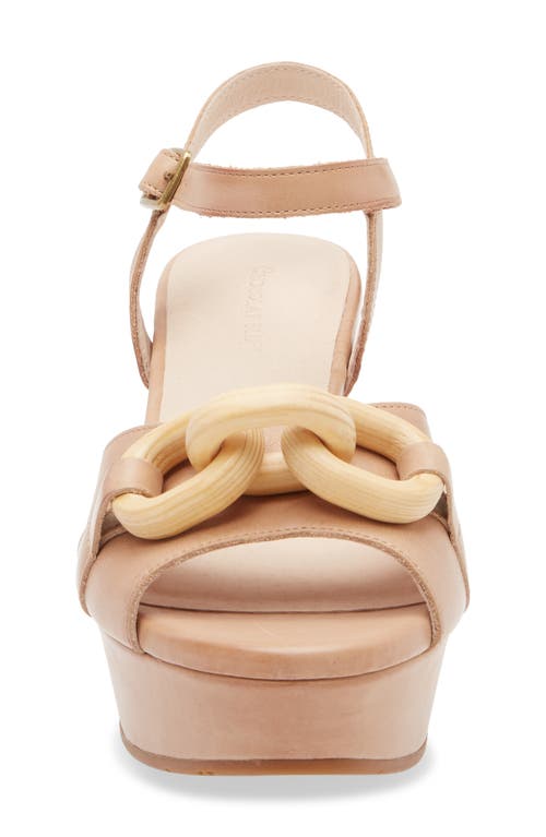 Chocolat Blu Chain Ankle Strap Wedge Sandal In Sand Leather