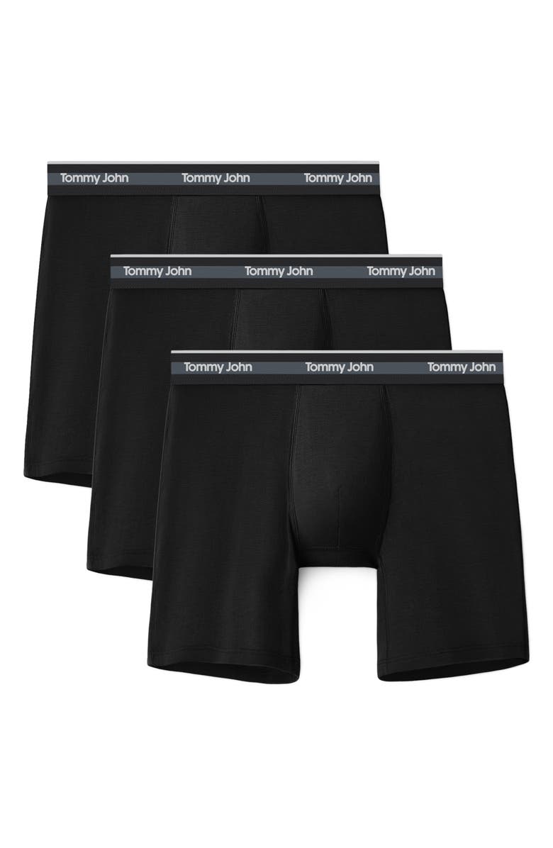 Tommy John 3-Pack Comfort Micro 6-Inch Boxer Briefs, Main, color, Black