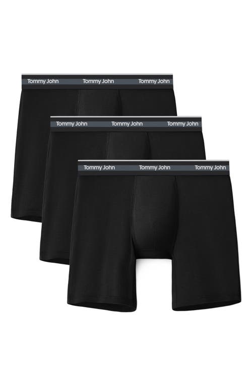 Tommy John 3-pack Second Skin 6-inch Stretch Modal Boxer Briefs In Black