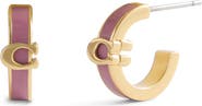 COACH Signature C Enamel Huggie Hoop Earrings